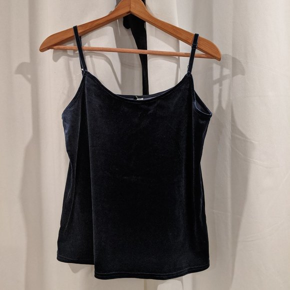 Navy velvet tank top - Picture 1 of 5